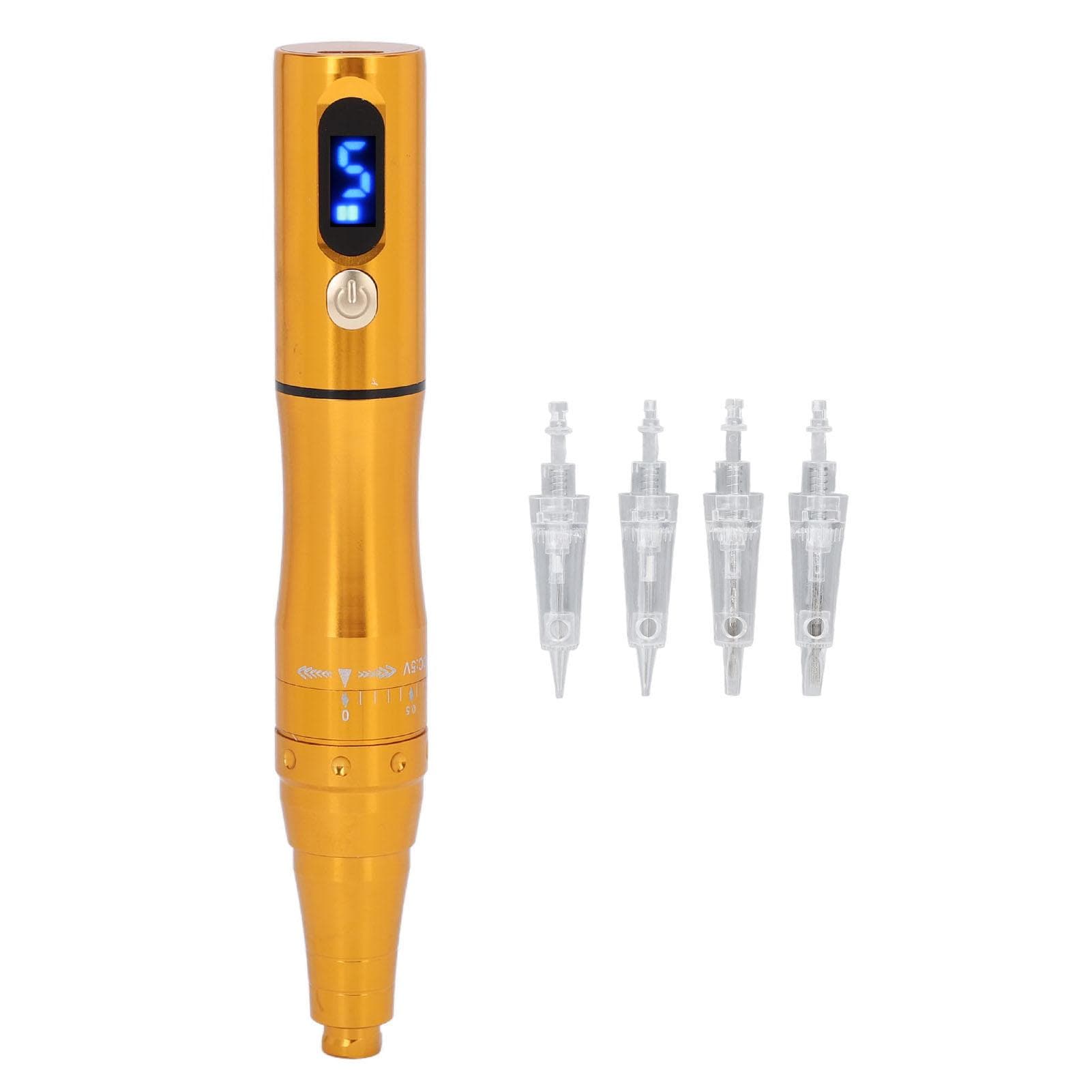 Rechargeable Microblading Machine Eyebrow Lip Eyeliner Tattoo Machine Pen Champagne Gold 100‑240V EU Plug gold