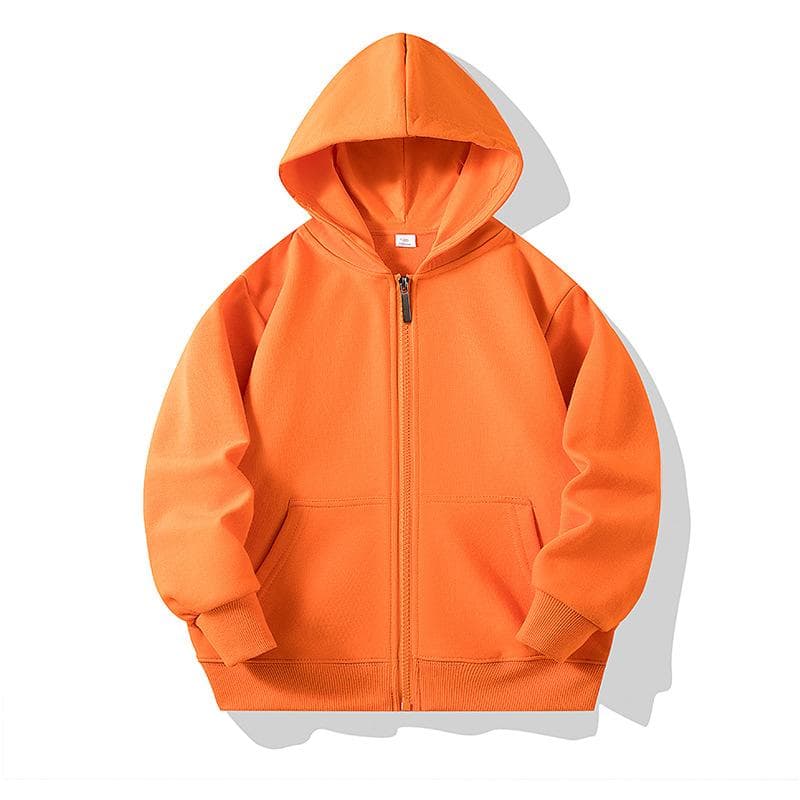 Hoodies for Children 2026 Autumn Zipper Hooded Sweatshirt Infants Boys Girls Clothes Casual Active School Teen Kids Outerwear 120cm orange