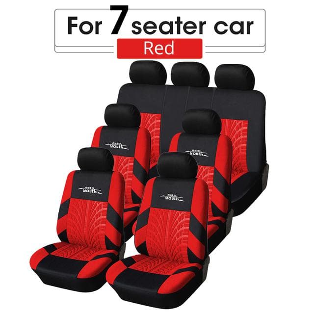 7 Seater Track Detail Style Car Seat Covers Set Polyester Fabric Universal Fits Most Cars Covers Car Seat Protector red
