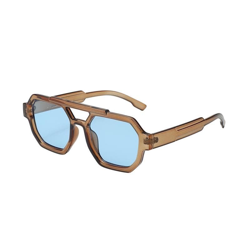 Personalized Double Beam Polygonal Sunglasses Trendy Pilot Style UV Protection 77132
