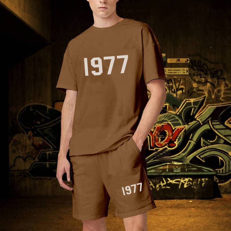 1977 Luxury Men Short Sets Women Designer Clothes Graphic Oversized Harajuku y2k T Shirt Shorts Brand High Quality M