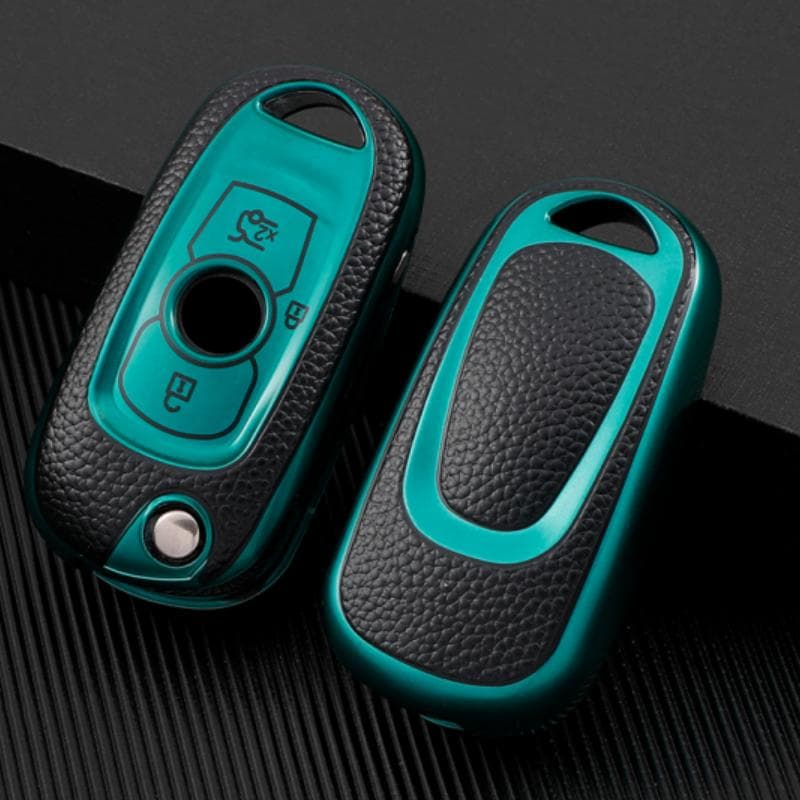 Waterproof TPU Leather Car Flip Key Case Cover Shell Fob For Buick VERANO ENCORE GX GL6 For Opel Vauxhall Astra K Corsa E Auto Styling Accessories green