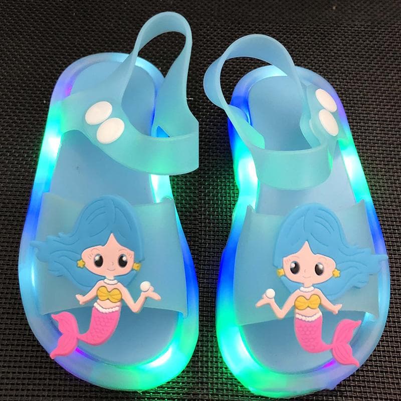 Girl slippers Children Unicorn LED Kids Slippers Baby Sandals Kids Shoes for Girl Boys Light Up Shoes Toddler 24-25#