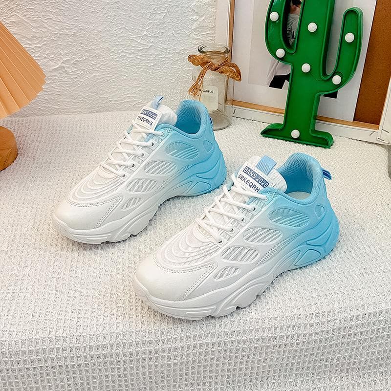 Spring New Thick-soled Daddy Shoes Women's Korean Version Round Toe Gradient Casual Women's Shoes Student Sports Shoes 40 blue