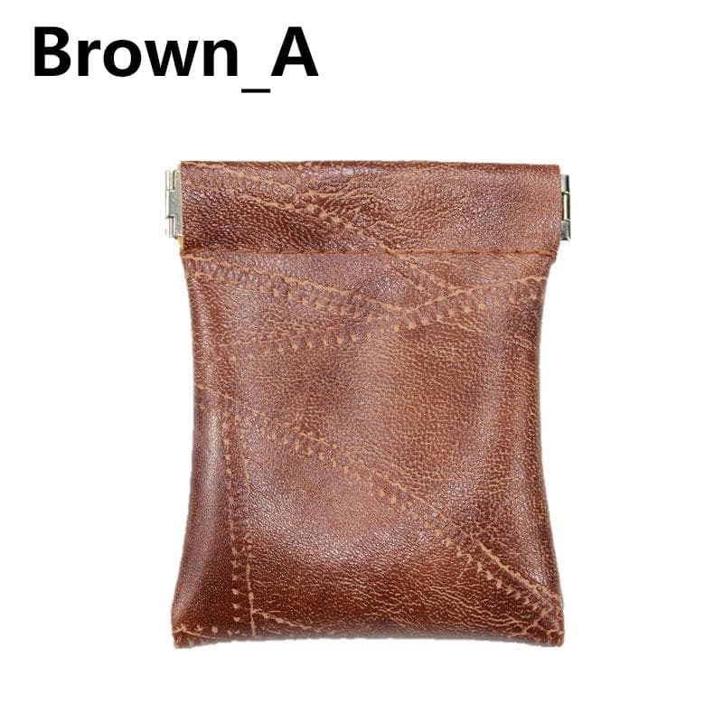 1PC Coin Pouch Money Bag PU Leather Mini Small Wallet Coin Purse Solid Color Card Holder brown
