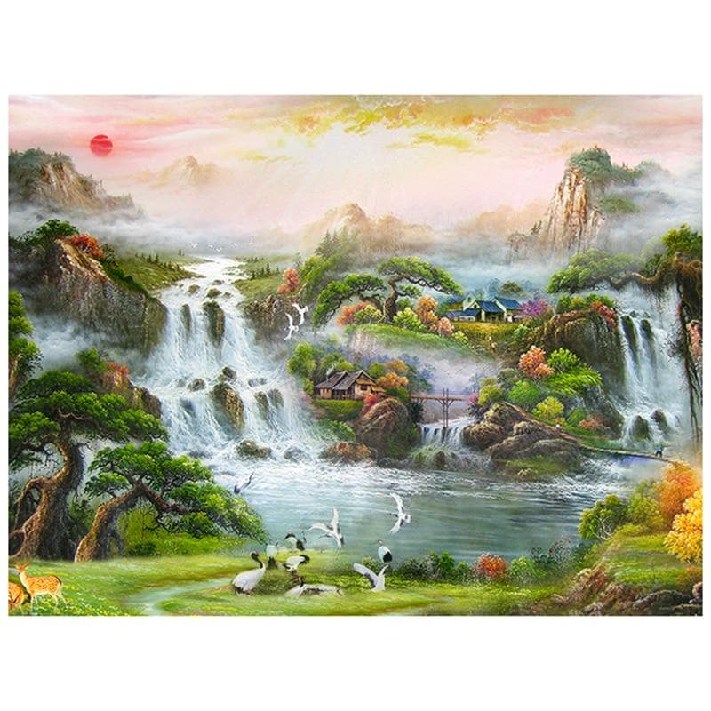 Full Round Drill DIY Diamond Painting Stream Embroidery Cross Stitch Mosaic Rhinestones 20X30CM