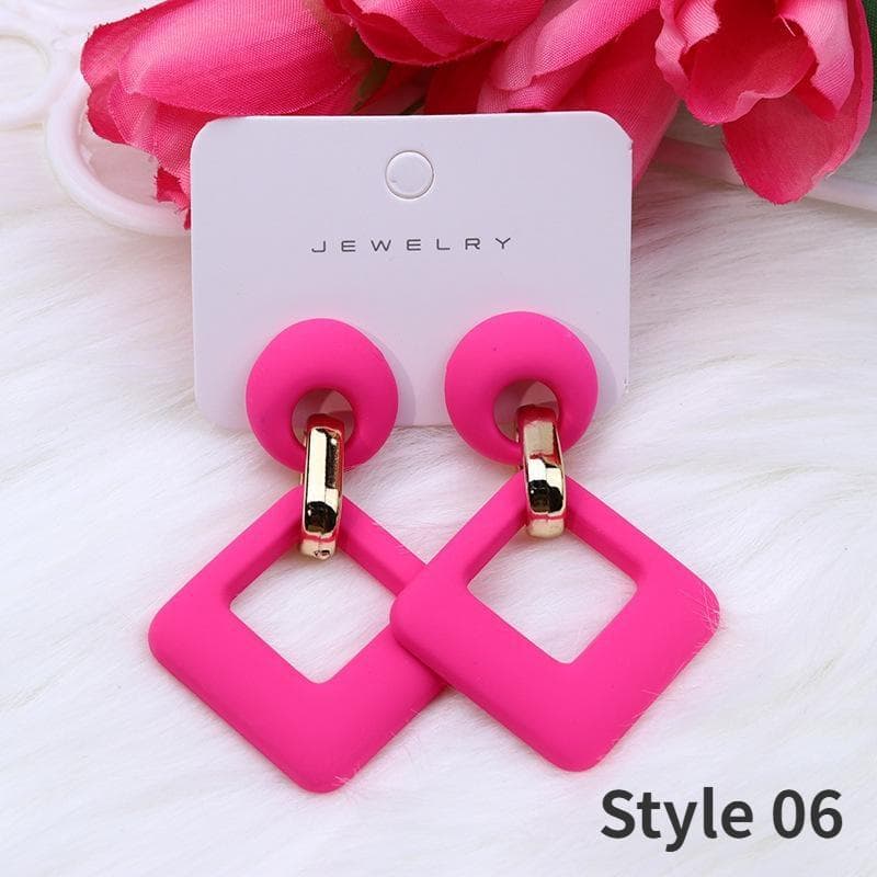 1 Pair Fashion Acrylic Drop Earrings Sweet Hollow Resin Drop Dangle Earrings for Women Jewelry pink