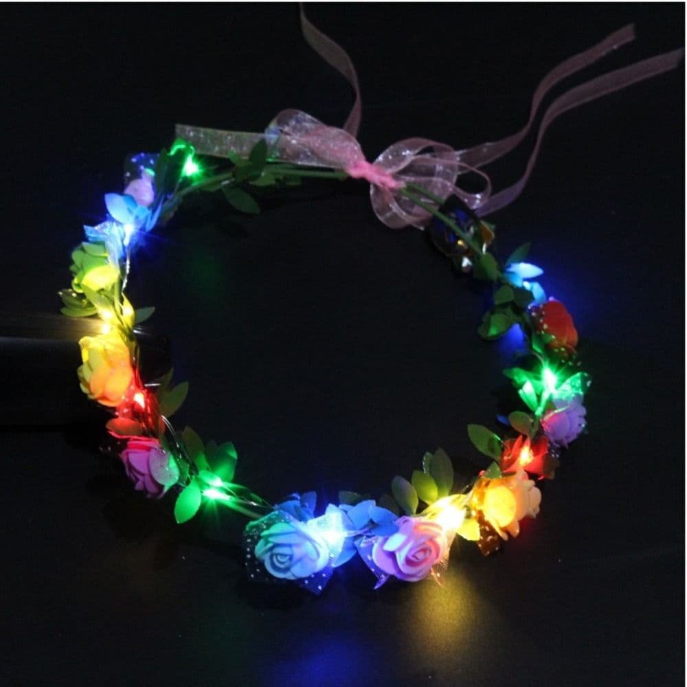 Flower Luminous Wedding Wreath Decoration LED Light Garland Women Headwear Crown Flower Headband multicolour