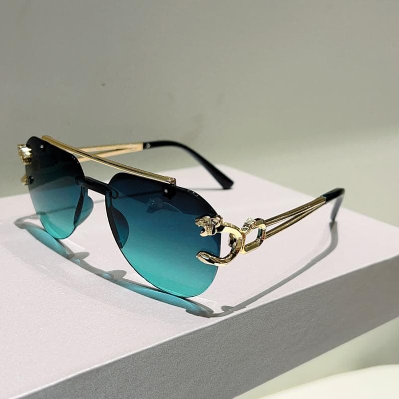 KAMMPT Rimless Pilot Sunglasses Men Women Vintage Gradient Trendy Brand Design Outdoor Sun Glasses Fashion Casual Shades as picture shows