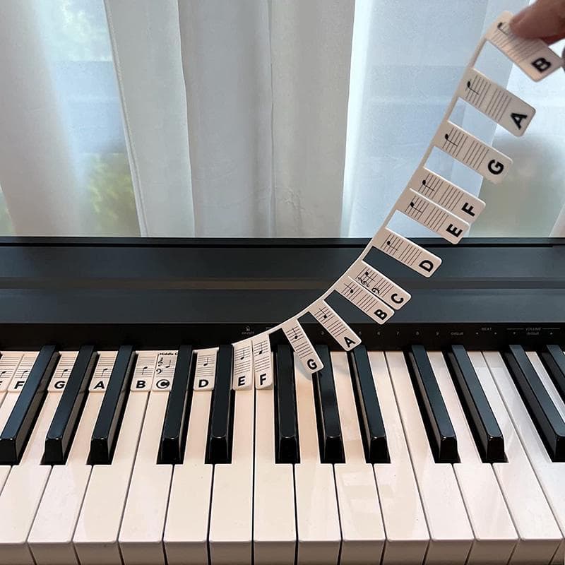 88 Key Full Size Piano Notes Guide Strip for Beginner Silicone Removable Reusable Piano Keyboard Note Labels No Sticky for Practices Learning MYY 88 key 61 key universal black