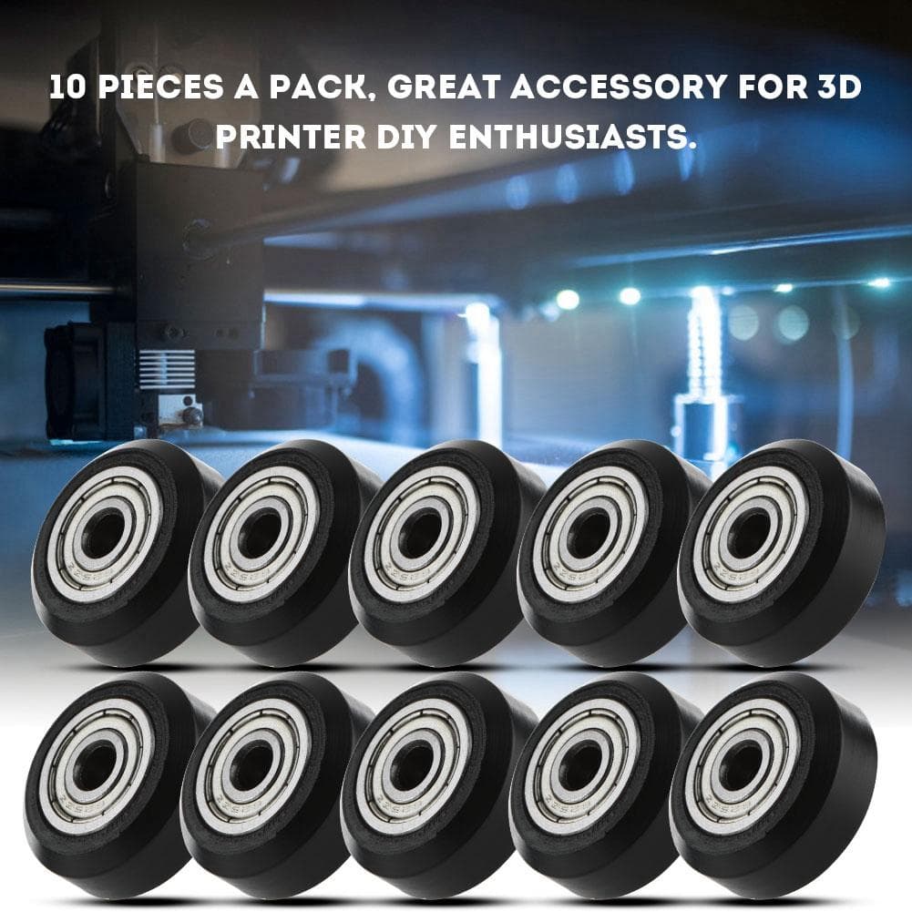 10Pcs CNC Wheel Pulley POM with Bearings 5mm Bore for 3D Printer (L)