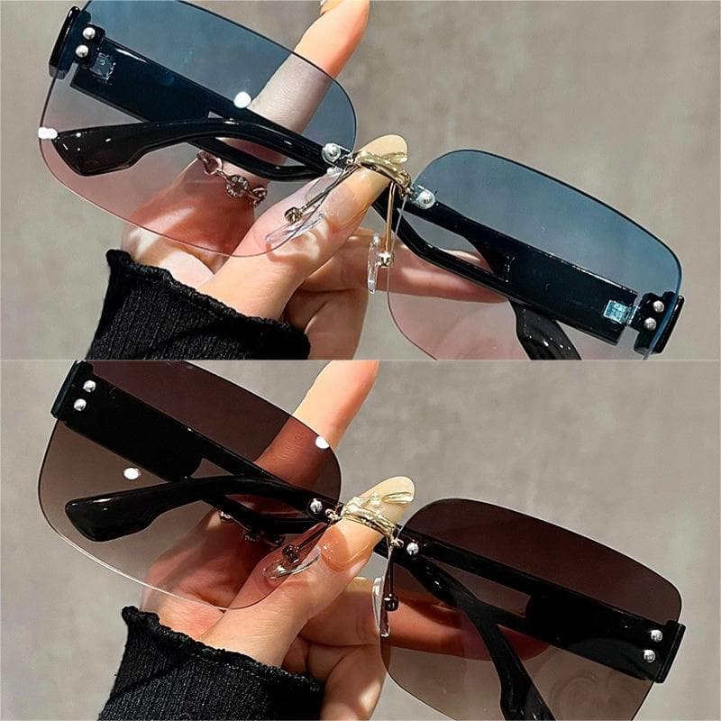 1/2PCS Square UV Frameless Sunglasses Retro Gradient Lenses for Ladies Men Blocking Sunlight