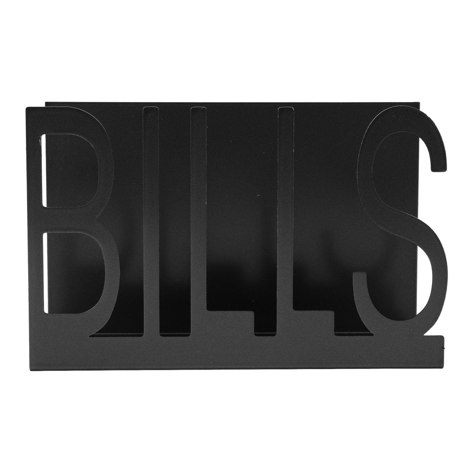 Desktop Metal Mail Holder Cutout Design Desk Letter Envelope Document Organizer with Anti Slip black