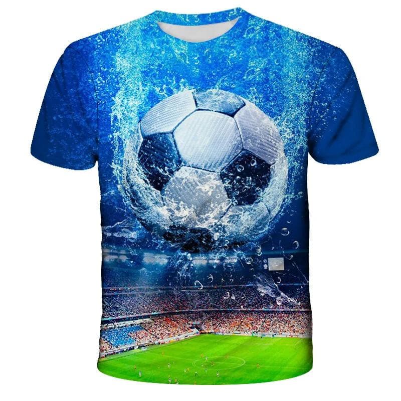 Fashion Football Flame 3D Print Children T-Shirt Soccer Boy Girl Shirt Casual Tees Teen Tops Kids Clothes Funny Sport Streetwear 9-10Y