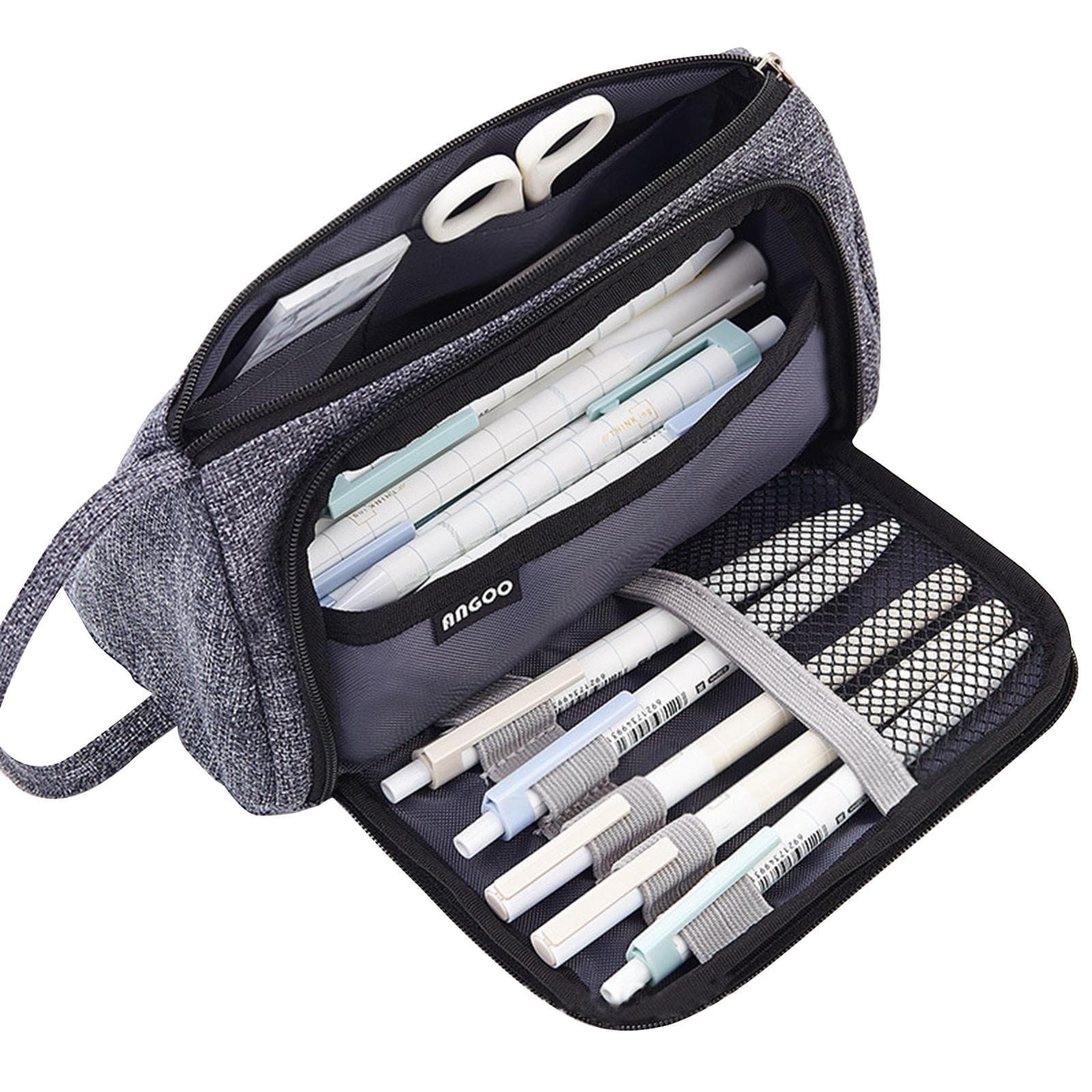 Cute Pencil Box Bag Big Storage Pencil Case with Pen Slot Mesh Pocket Stationery Organizer Makeup cotton and liner pencil bag