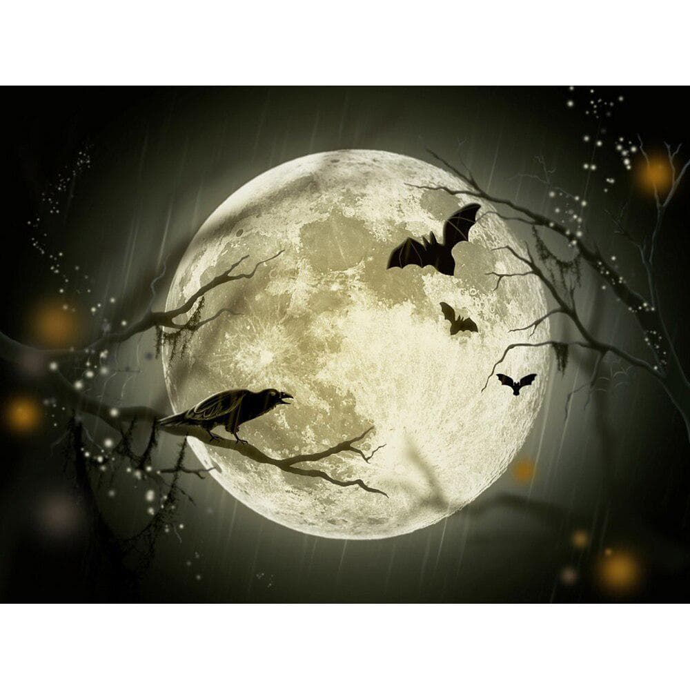 Diamond Embroidery Landscape Moon Crow Full Round Diamond Painting Scenery Pictures of Rhinestones 20X30CM