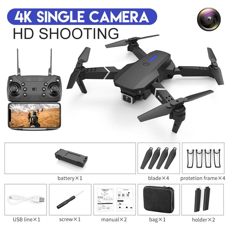 2024 New RC Drone 4K Wide Angle High List/Dual Camera Optical Flow Positioning WiFi FPV Helicopter Foldable Selfie Quadcopter Toy Gift single camera 1 battery black