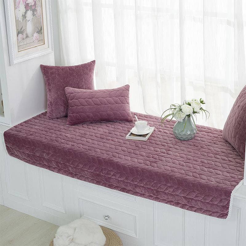 Solid Color European Style Bay Window Cushion Ledge Cushion Machine Washable Simple Modern Bedroom Balcony Cushion Tatami Cushion 110*240