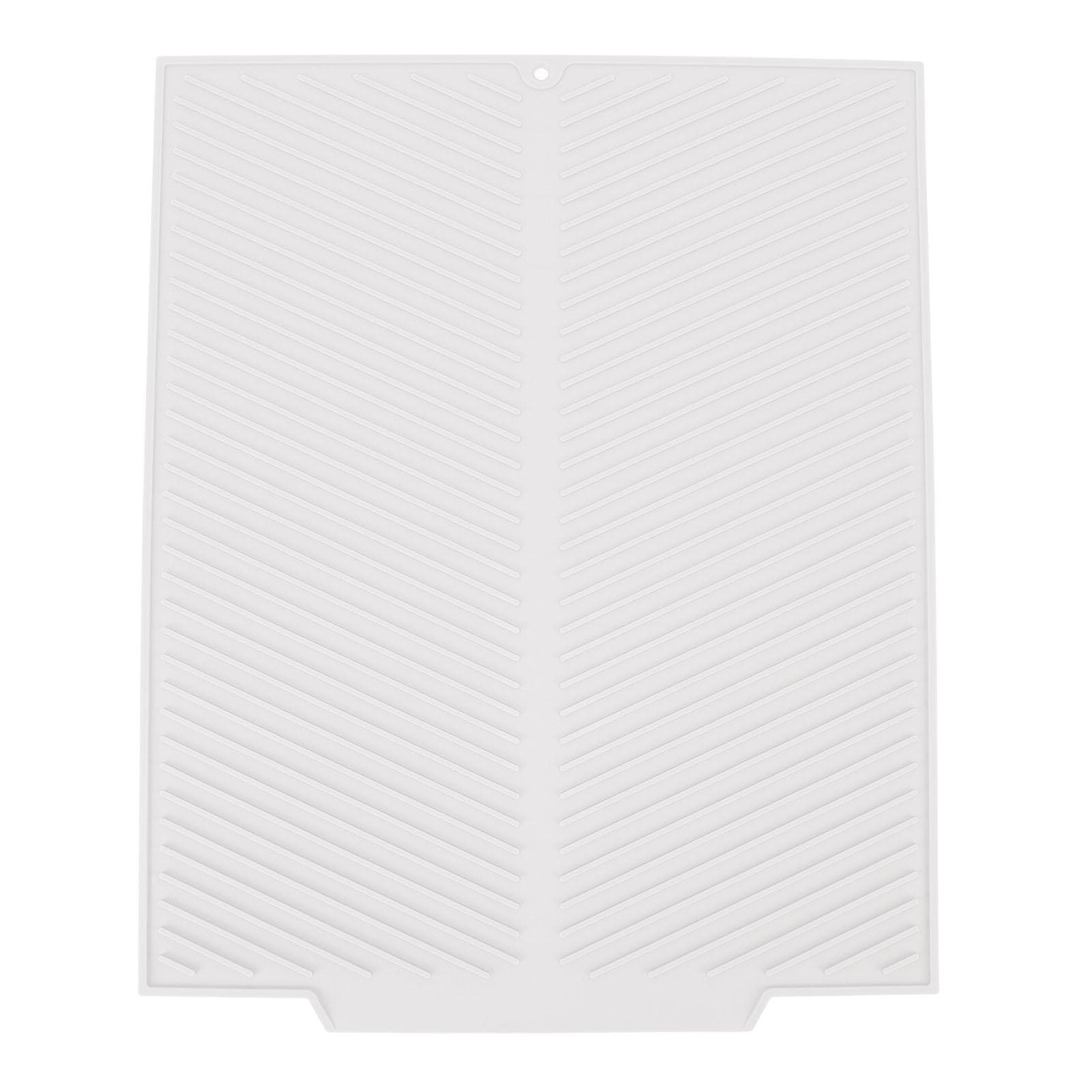 Silicone Dish Drying Mat 485x405mm Heat Resistant Non Slip Kitchen Counter Drain Pad for Home White White