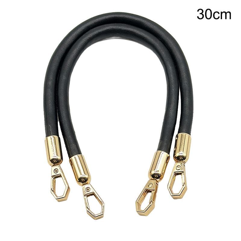 2Pcs Soft Leather Shoulder Bag Straps Short Bag Handles Diy Replacement Purse Belt Handbag Strap Bag Accessories 30cm black