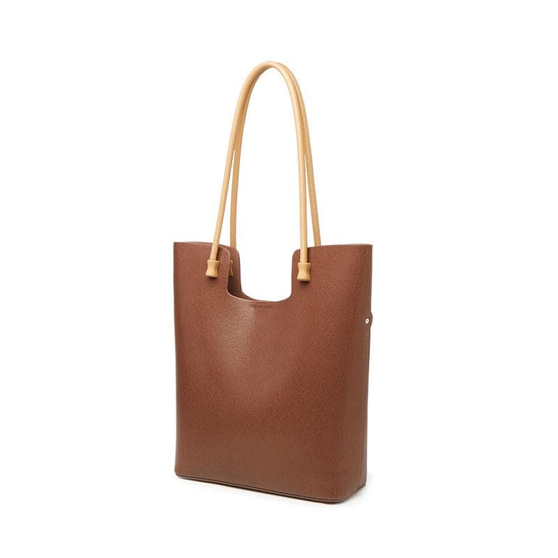 Retro Soft Leather Tote Bag, Fashionable Women's Bag, Spring Large-capacity Commuting Single-shoulder Bag 32*10*32.5cm brown