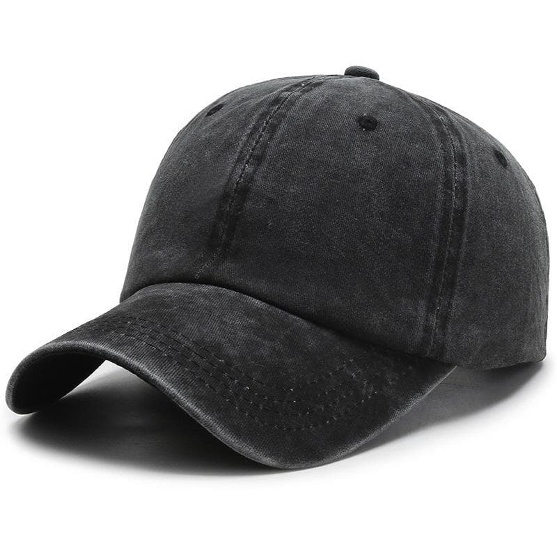 New Unisex Cap Adjustable Washed Cotton Solid Color Plain Baseball Cap Streetwear Leisure Hat Cap 54cm-60cm black