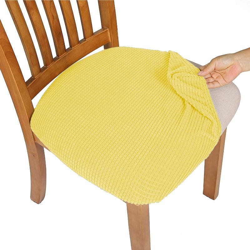WaterProof Durable Spandex Jacquard Dining Room Chair Seat Covers Removable Washable Upholstered Banquet Chair Cushion Slipcovers yellow