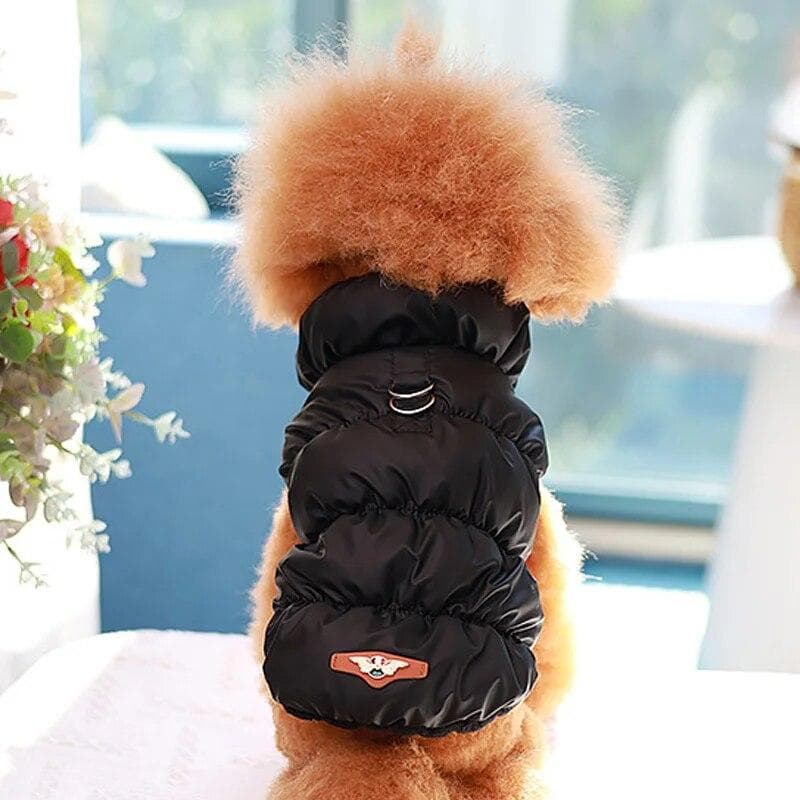 Winter Warm Dog Coat Soft Padded Pet Clothes for Small Medium Dogs Cats with D-ring Puppy Jacket Chihuahua French Poodle Outfit L black