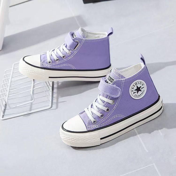 Children's High-Top Canvas Shoes Boy's Cloth Shoes Girls' Sneakers 27 purple