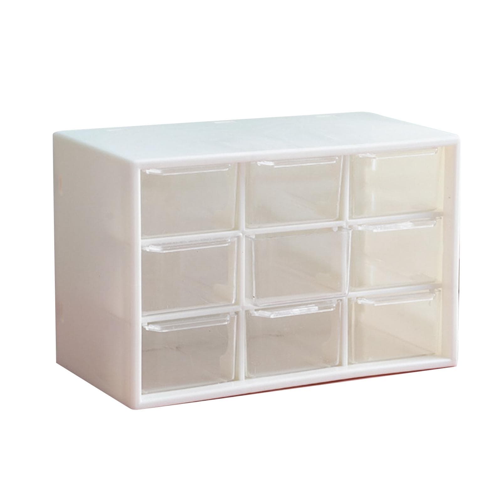 Desktop Storage Box Dust Proof Plastic Multi Purpose with 9 Drawers Desk Stationery Organizer for white
