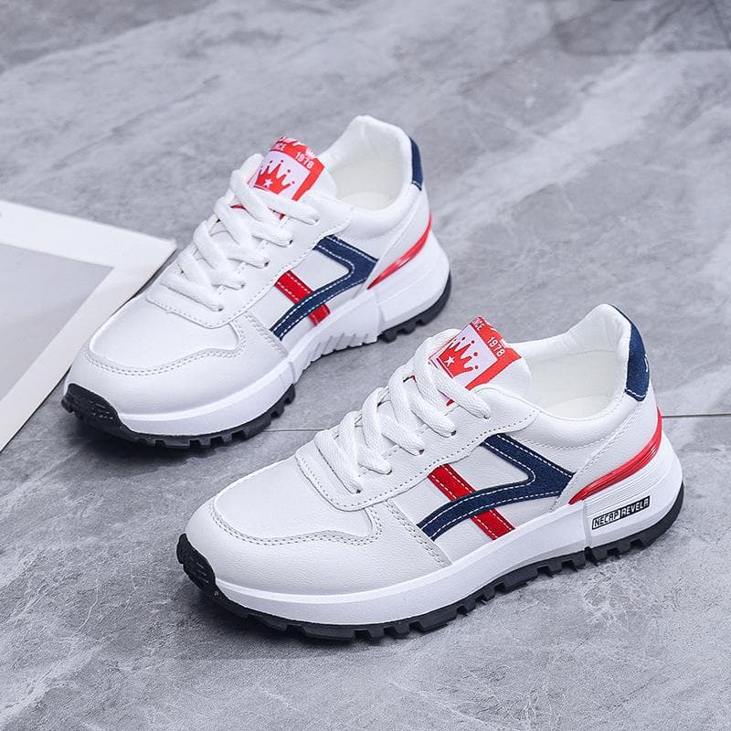 Forrest Gump Shoes Women's Spring New Couple Sports Casual Shoes Men and Women Round Toe Retro Leather Small White Shoes 38