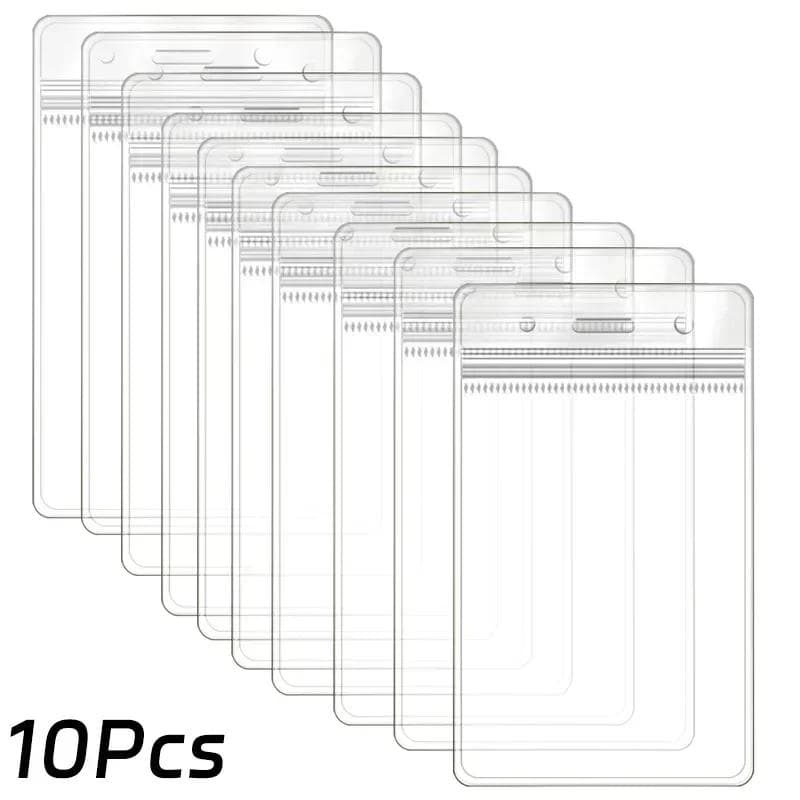50-10Pcs Waterproof Transparent Card Holder Plastic Protector Case Business Bus Bank Credit Card Protector ID Card Badge Holders transparent
