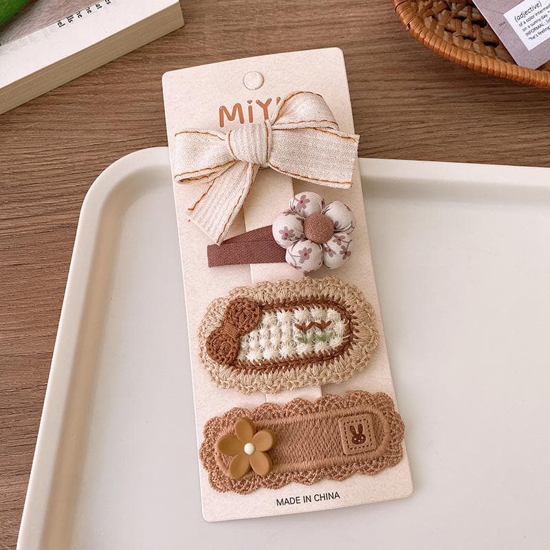 Korea Fashion Coffee Warm Color Basic Snap Baby Hair Drop Clips Wool Knit Hair Clamp Pins Hairpins Kid Girls Cotton BB Barrettes 6