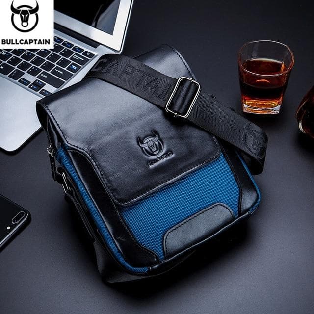BULLCAPTAIN Man Messenger Bag Men Genuine Leather Shoulder Bags Business Crossbody Casual Bag Famous Brand Male Handbag Bags black