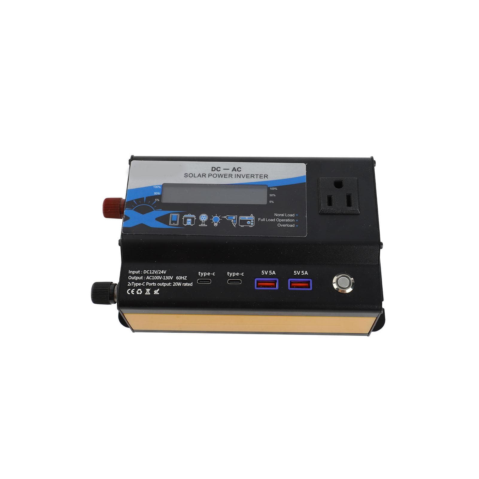 3000w Car Inverter with LED Color Ambient Light 2 USB 2 Type C Charging Vehicle Power Converter