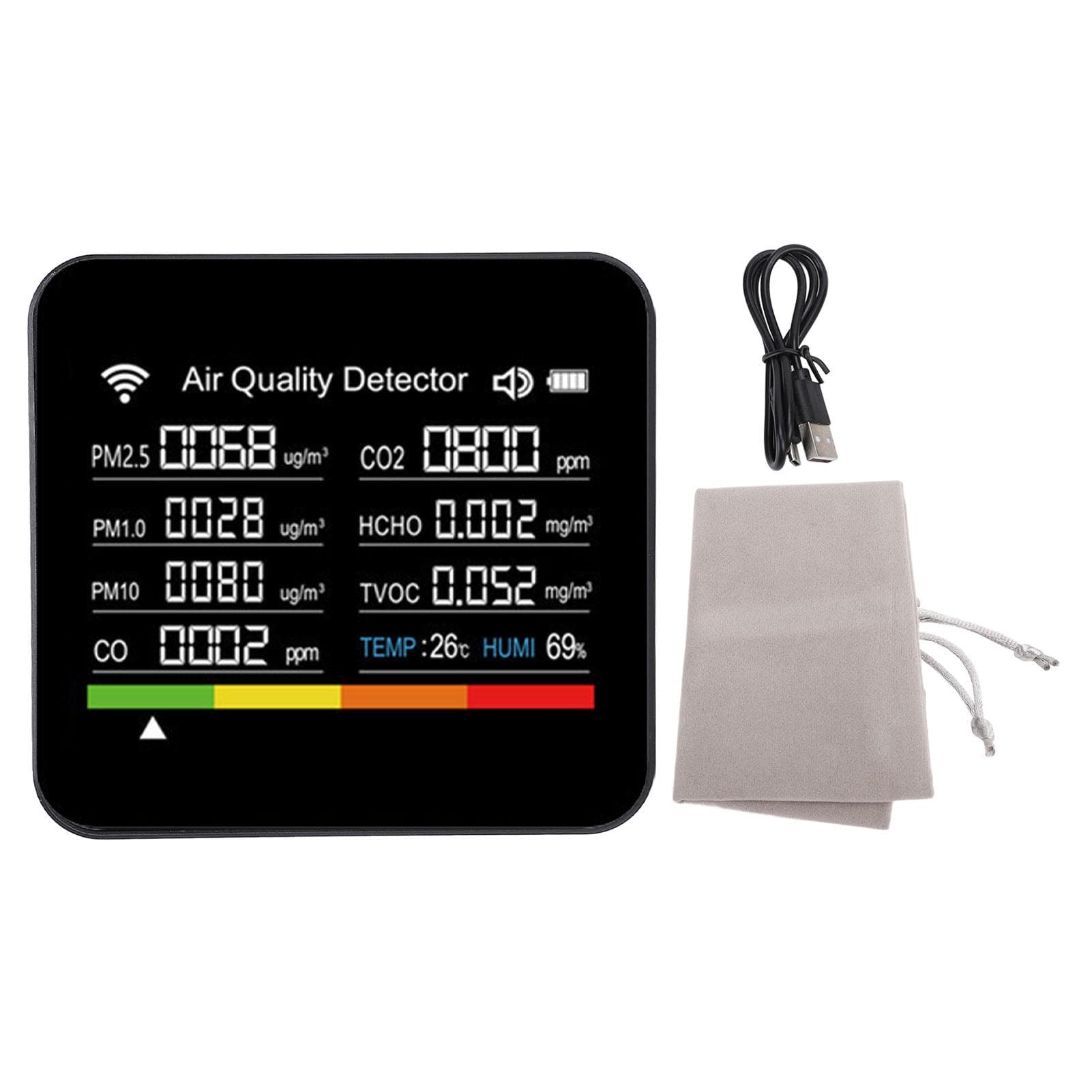 Smart Air Quality Meter 14 in 1 HCHO PM2.5 VOC Temperature Humidity Detector WiFi Indoor Air
