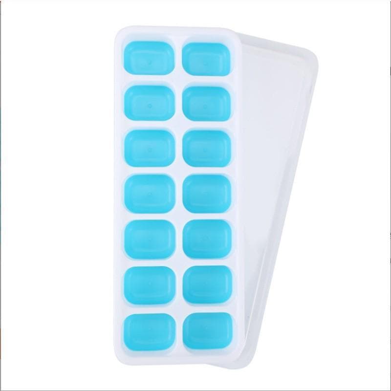 Ice Cube Trays Reusable Silicone Ice Cube Mold Fruit Ice Maker with Spill-Resistant Removable Lids Kitchen Tools blue
