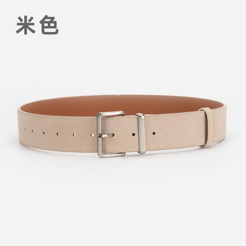 Four Seasons Available Women'S New Frosted Suede Belt, Paired With Jeans And Skirts, Fashionable And High-End Leather Belt 105cm