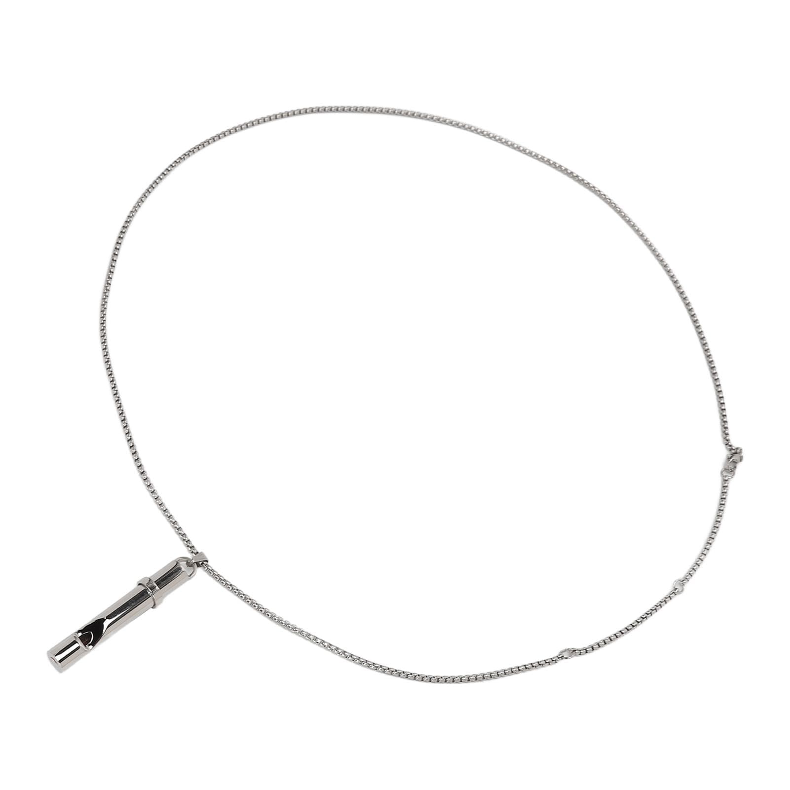 Breathing Necklace Reducing Stress Whistle Shape Steel Meditation Anxiety Necklace Silver silver