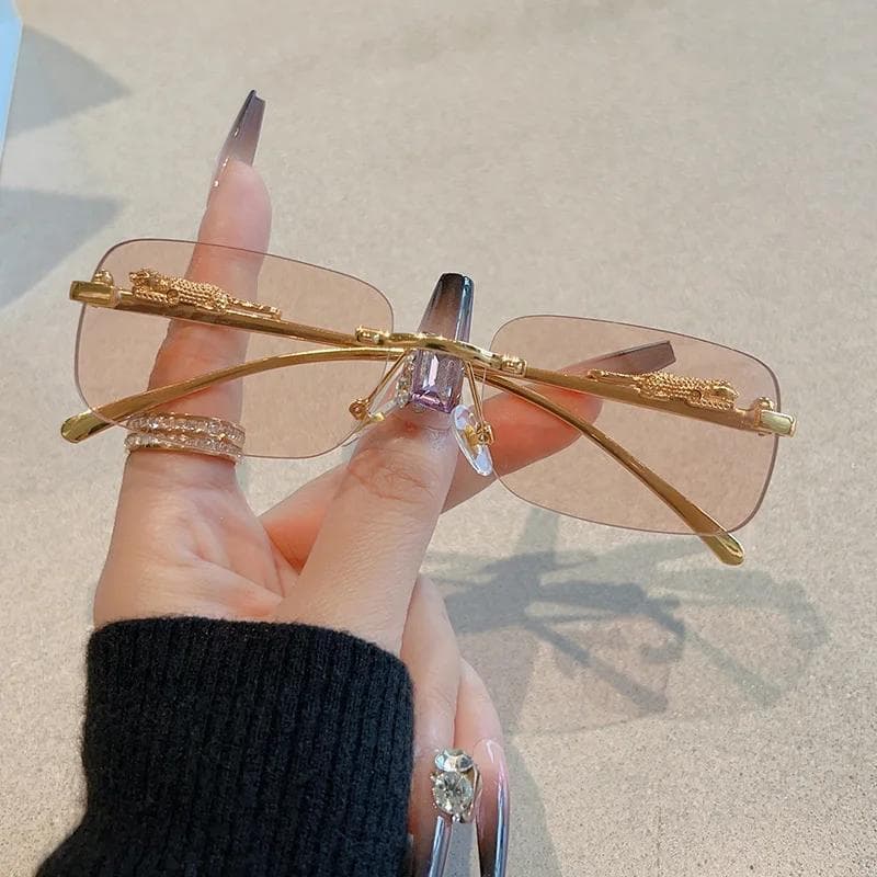 Frameless Rectangle Sunglasses Women Fashion Metal Sun Glasses Personalized Eyewear Outdoor Travel Gafas de Sol