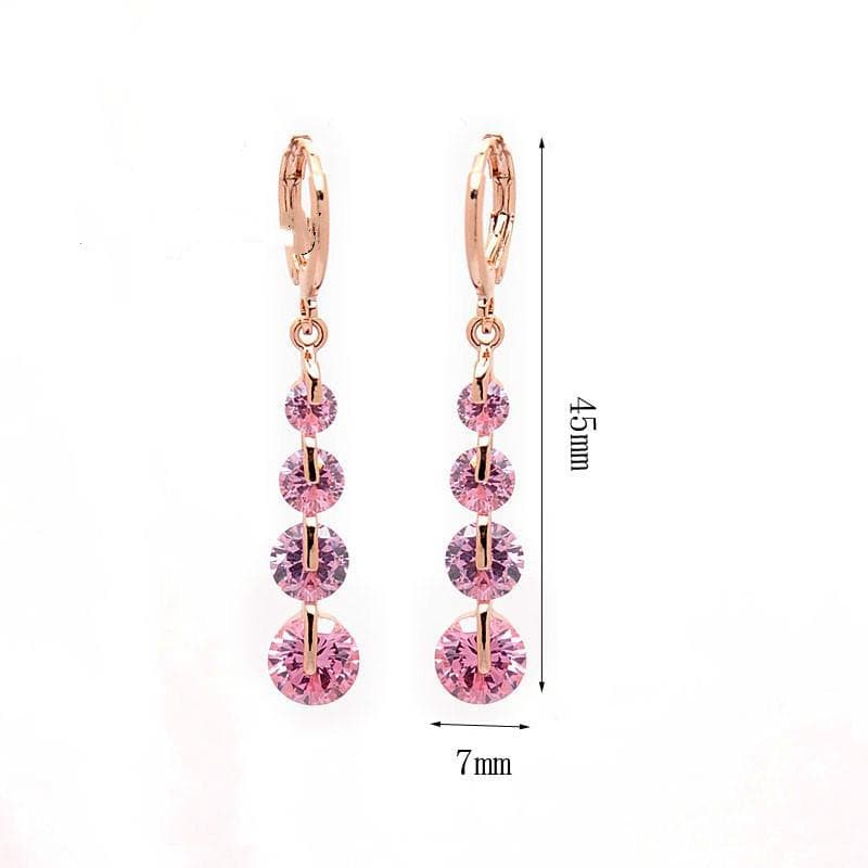 Long Earrings Jewelry Jewelry Imitation Zircon Pandent Earrings Earrings Earrings Jewelry 7mm*45mm pink