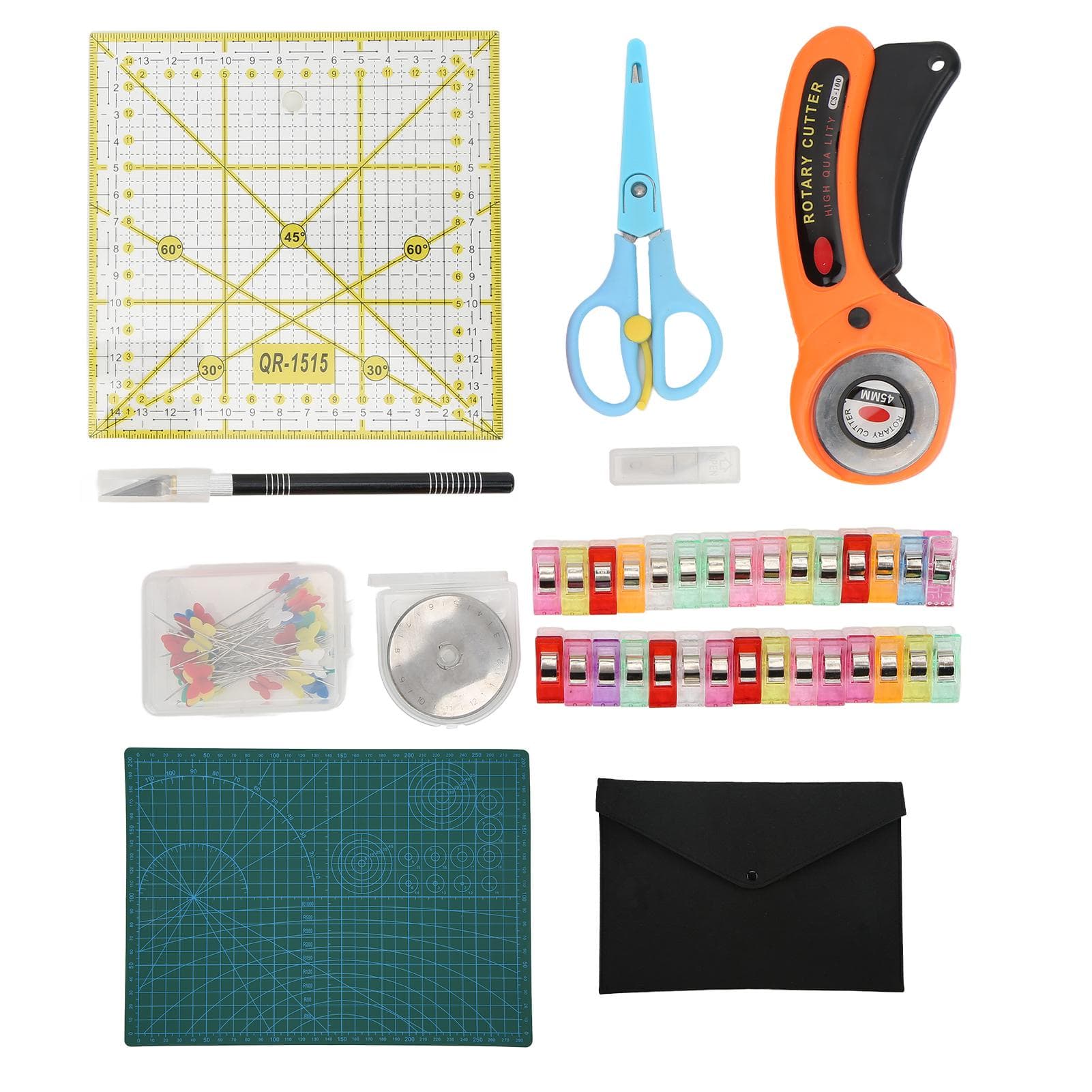 Fabric Cutter Set Cloth Cutting Tool Kit with Cutting Mat Replacement Blades for Sewing