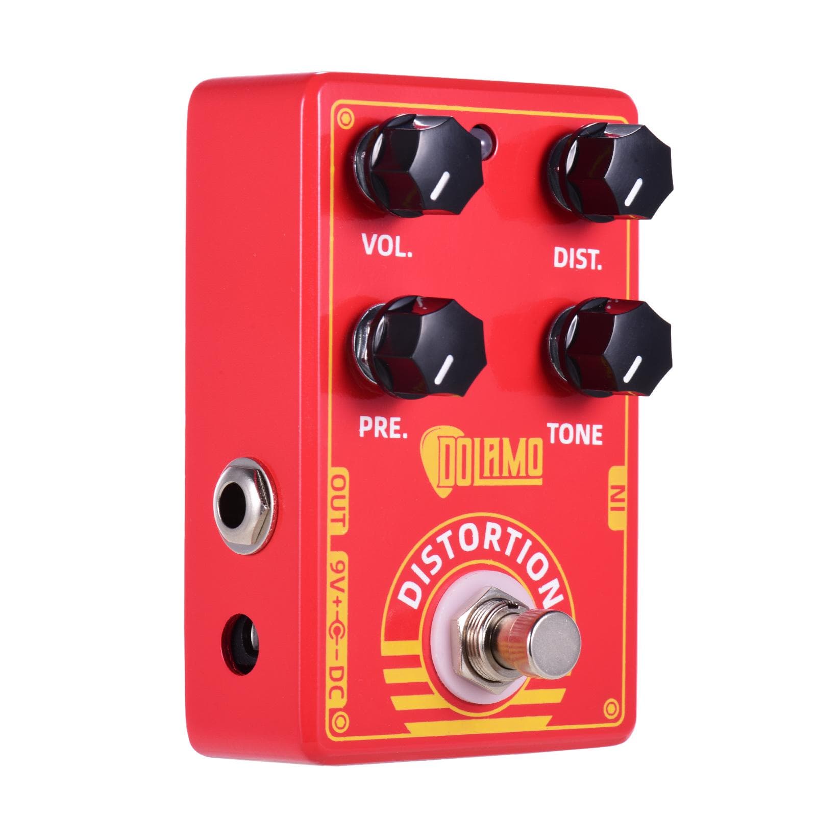 Dolamo D-9 Distortion Guitar Effect Pedal with Presence Distortion Volume Tone Controls and True red