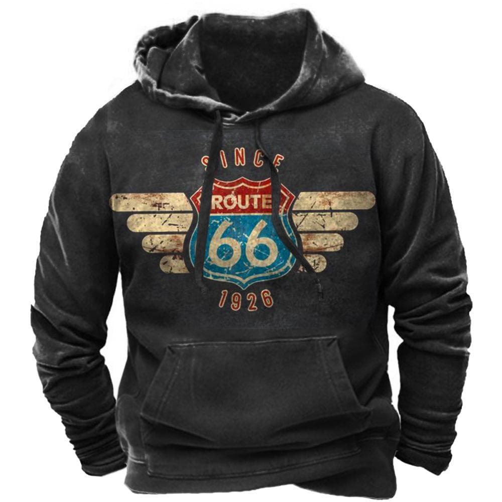 Fashion Vintage Men's Hoodie 66 Highway 3D Printing Hooded Sweatshirt Punk Streetwear Winter Jacket Tops Men's Casual Pullover 6XL