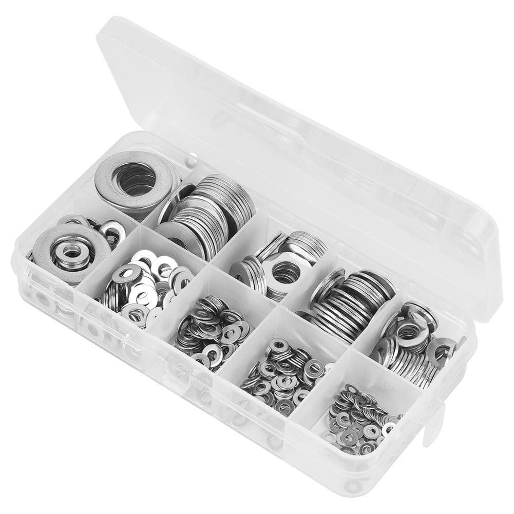580pcs Stainless Steel Washer M2\M2.5\M3\M4\M5\M6\M8\M10\M12 Screw Nut Flat Gasket Set