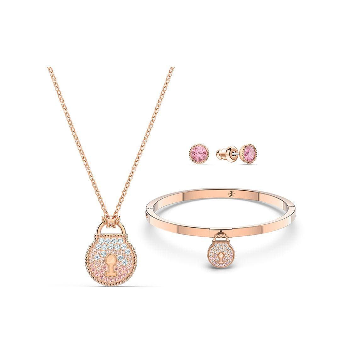 Swarovski Togetherness Necklace Bracelet Earring Set Women Jewelry Rose-Gold 5568030 Box (Random Color)