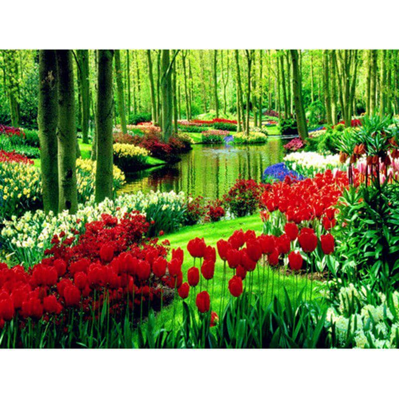 Full Drill Diy Round Diamond Painting Cross Stitch Flowers Crystal Round Diamond Painting 20X30CM