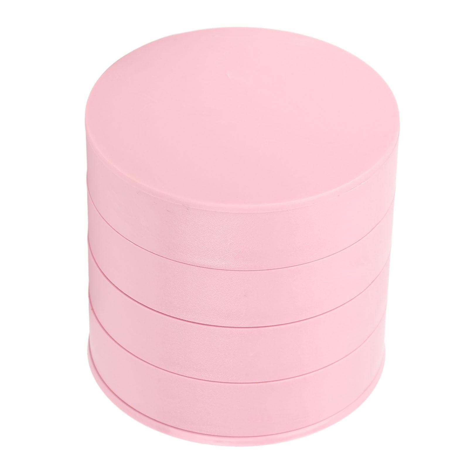 Rotatable Jewelry Organizer 4 Layers 360 Degree Rotation Dustproof Round Jewelry Box with Lid for pink
