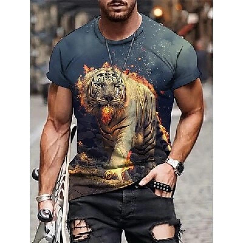 Men's T shirt Tee Graphic Animal Lion Crew Neck Clothing Apparel 3D Print Outdoor Daily Short Sleeve Print Vintage Fashion Designer 6XL