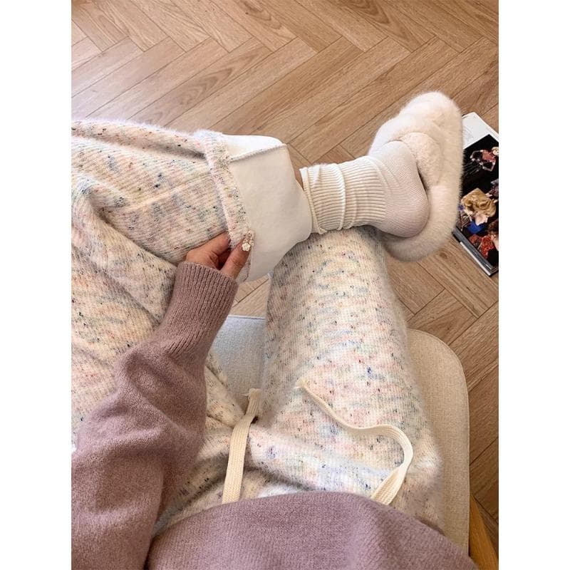 Sweet Wide-leg Pants for Women with High Waist Drooping New Style Lazy Style Loose Straight Casual Glutinous Rice Pants for Women In Autumn and Winter 2XL